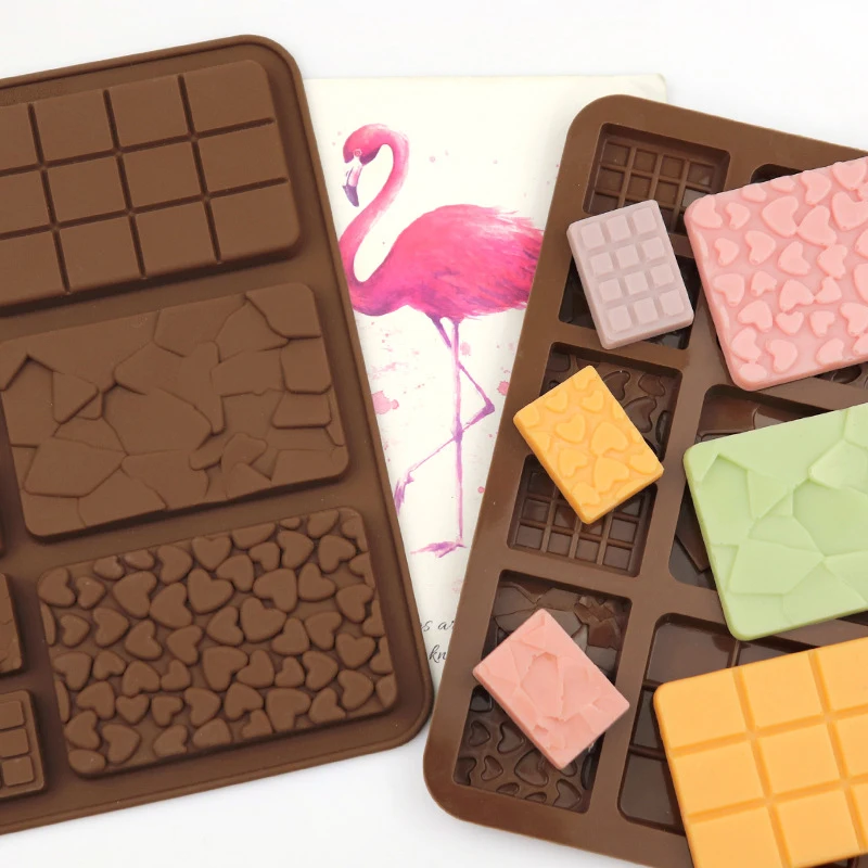 Chocolate Molds Rectangle Chocolate Bar Mold DIY Candy Dessert Waffle Love Heart Chocolate Mold Silicone Bakeware Wax Melt Mould