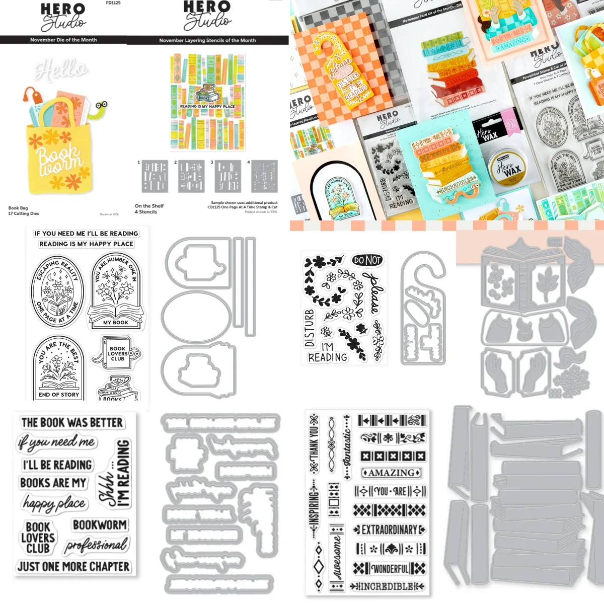 

Books Flower Bag Metal Cutting Dies Clear Stamps Stencil for DIY Scrapbook Craft Decoration Embossing Template November 2025 New