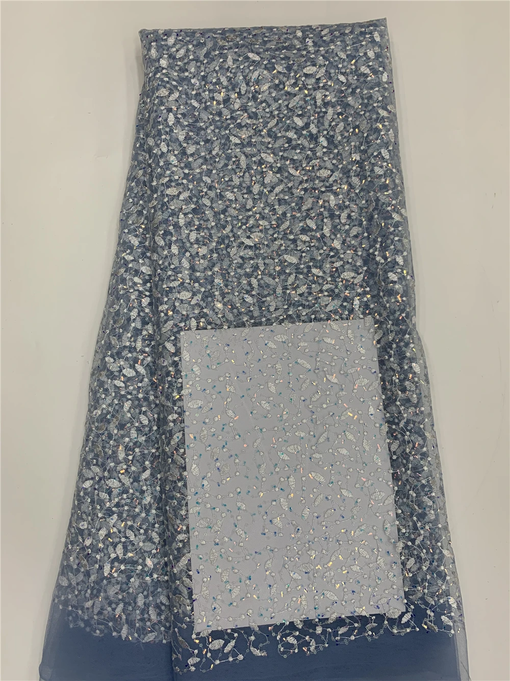 

2022 High Quality Sequence French Nigerian Sequins Net African Tulle Mesh Lace Fabric For Dress 5 Yards/Lot JC0309