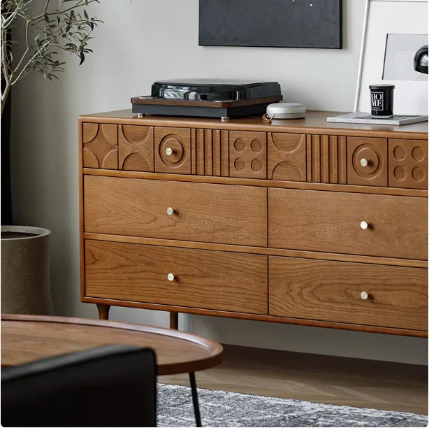 

Customizable French Cherry Black Walnut Drawer Bedroom Wall Storage Display Cabinet