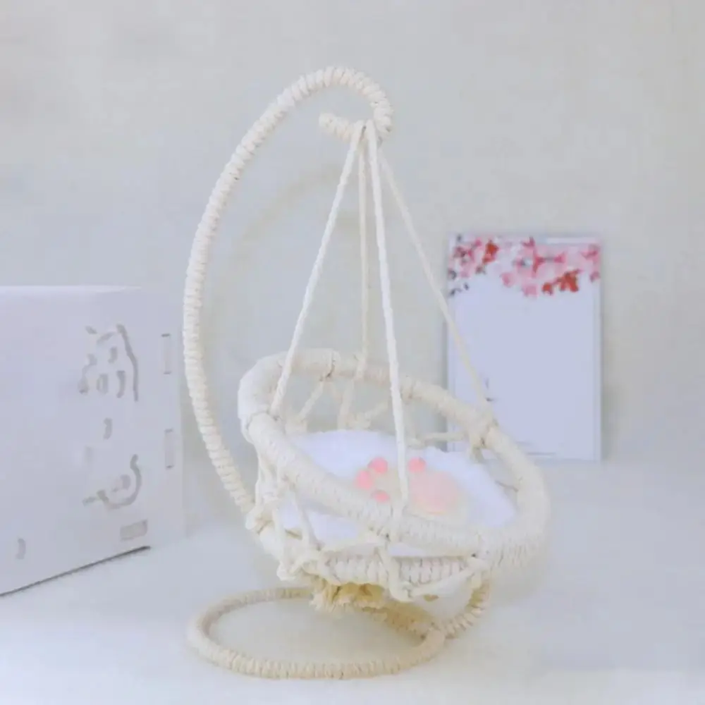 

Stable With Cushion Mini Hanging Chair Accessories Hand-woven Hanging Basket Swing Miniature Size Toy Hammock