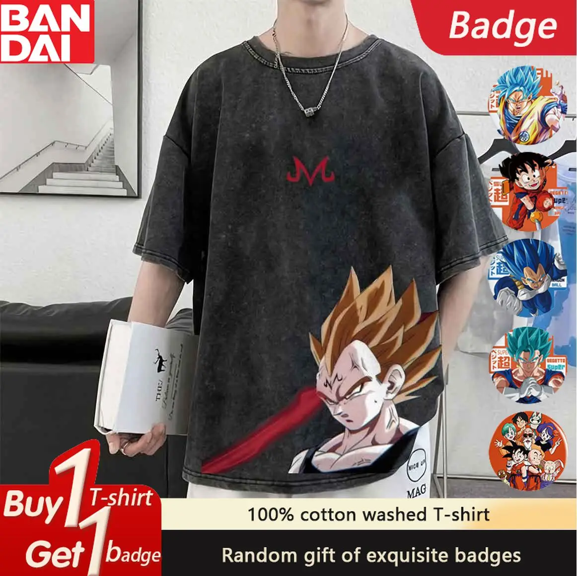 

Anime Dragon Ball Men's T Shirts Summer Y2k Clothes Streetwear Brand Vintage Washed Oversized Women Short Sleeved Tee Casual Top