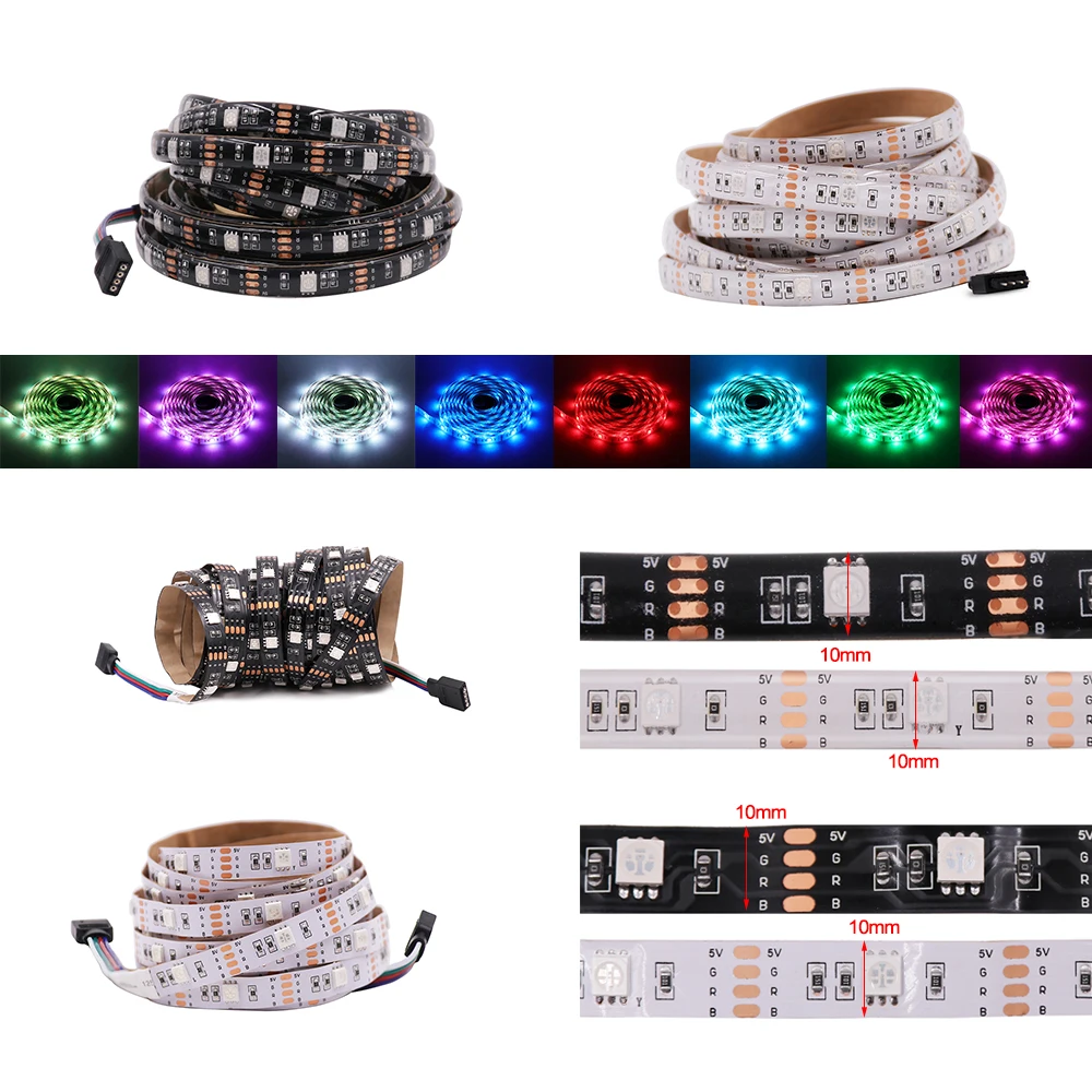 Impermeável LED Strip Lights para decoração do quarto, TV Backlight, fita de diodo, fita flexível, USB, Bluetooth, RGB, 5050, DC, 5V