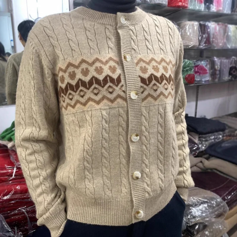 

Factory Goods Women'S Cashmere Sweater Women'S Knitted Cardigan Round Neck Outerwear Cardigan BT Same Style Thickened Knit