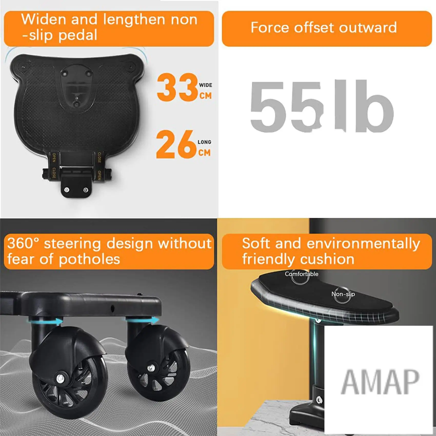 

MP-Universal 2In1 Stroller Ride Board With Detachable Seat,Stroller Glider Board Suitable For Most Brands Of Strollers