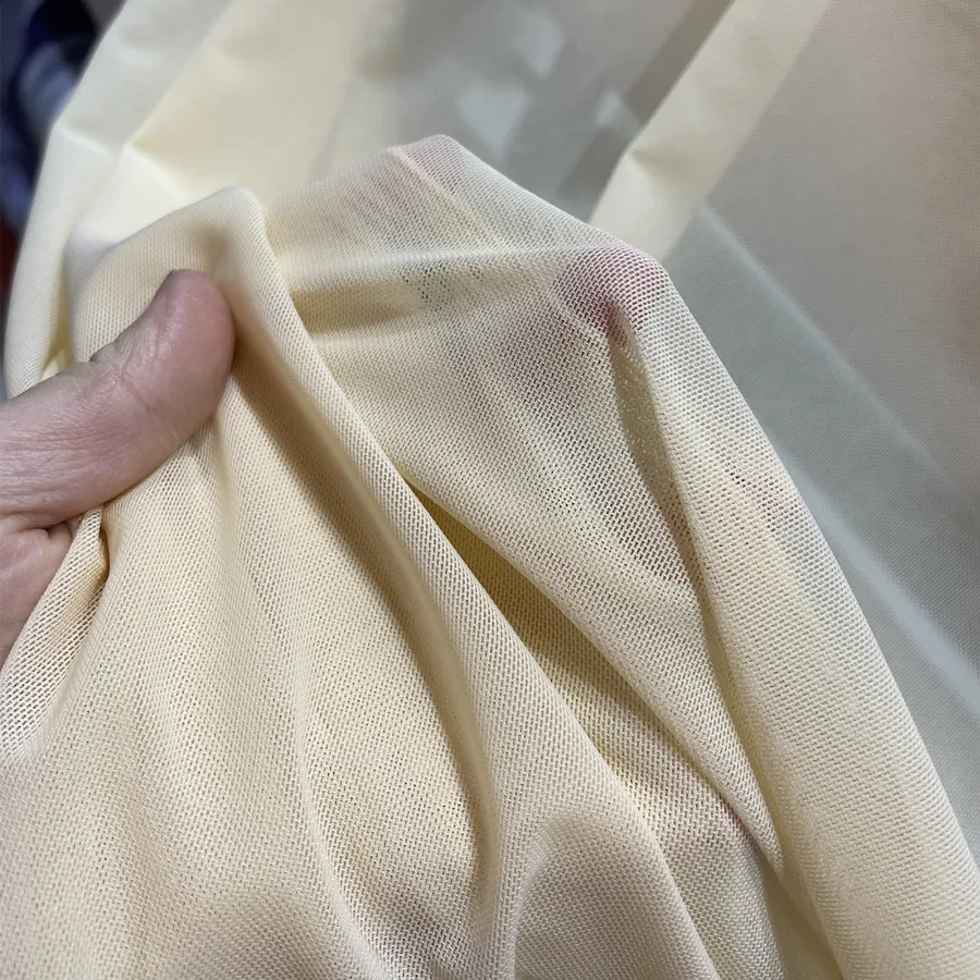 Skin Color Black High Elastic High-Grade Spandex Knitted Tulle Fabric Translucent Close-Fitting Base Designer