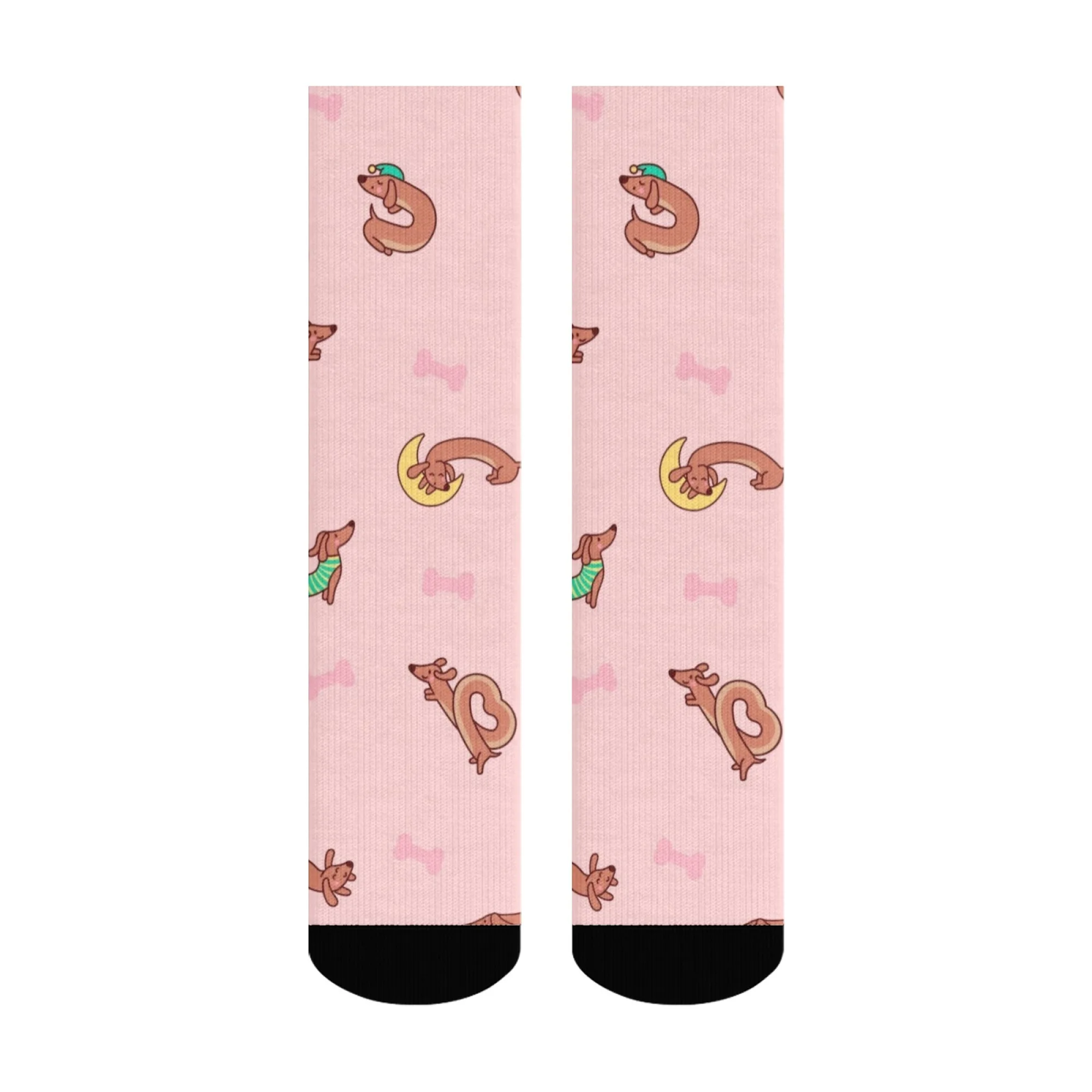 참신하고 귀여운 만화 닥스훈트 크루 양말 편안한 양말 통기성 양말 일상 착용 야외 활동용 재미있는 선물 사계절용