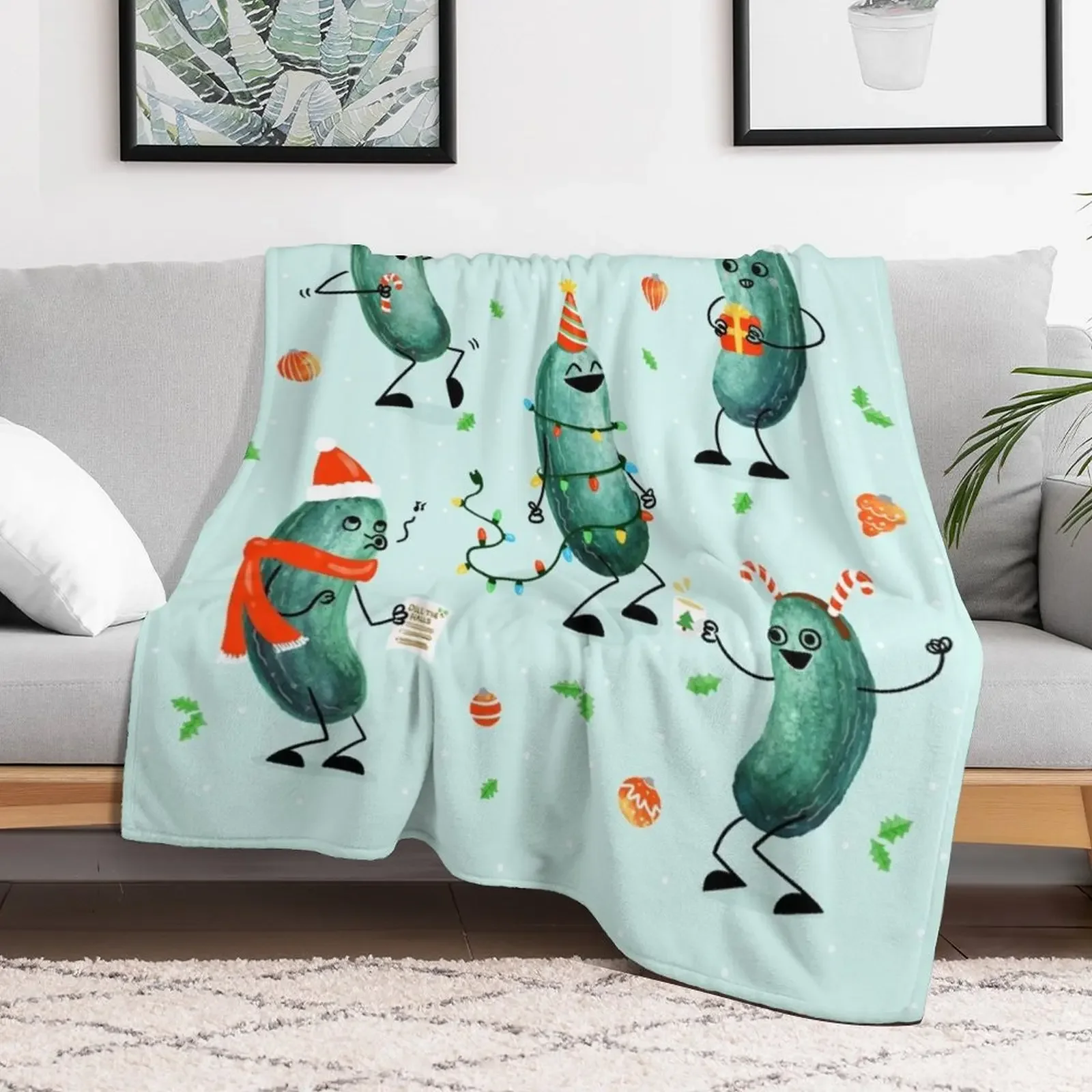 New Holiday Pickle Party! Throw Blanket for winter Thin cosplay anime Plush Blankets