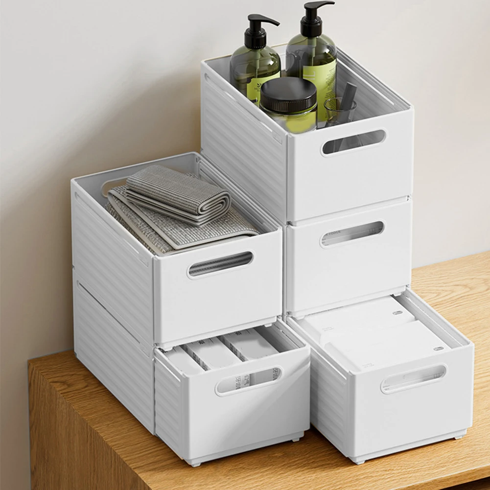 

2Pcs Retractable Storage Box with Handles Drawer Organizer Multifunctional Organizer and Storage Bins for Closet Cabinet Pantry