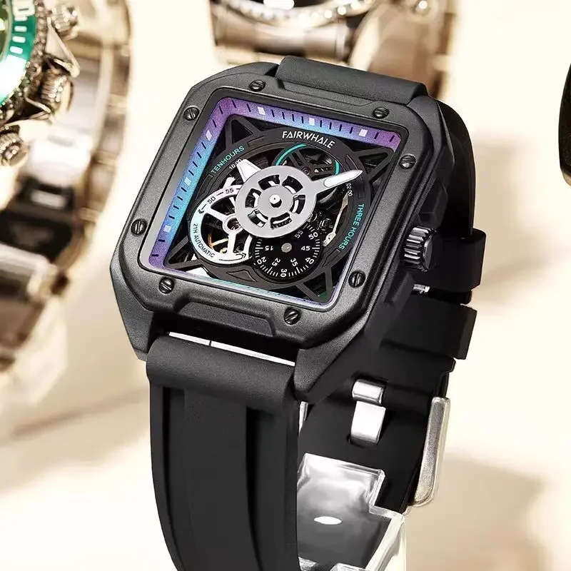 

Mark Fairwhale 6320 Automatic Movement Mechanical Luxury Watch Sports Silicone Strap Luminous Waterproof Mens Watch Reloj Hombre