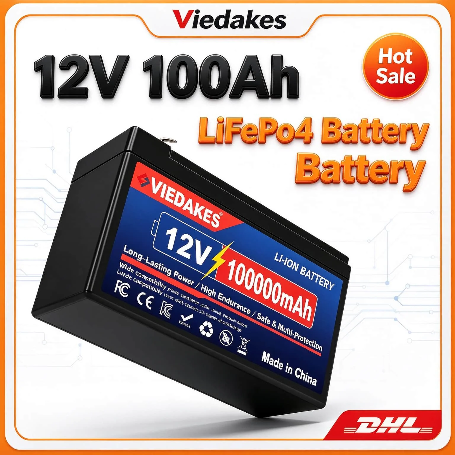 Maximize Your Solar Setup! VIEDAKES 12V 100Ah LiFePO4 Deep Cycle Battery, Low Self-Discharge, Marine & Camping Ready