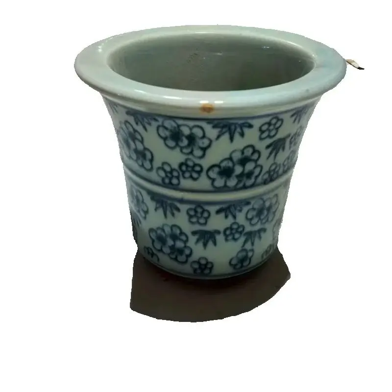 

Китайский старый синий и белый фарфоровый цветочный горшок с цветочным узором, традиционный восточный декоративный горшок для домашнего сада