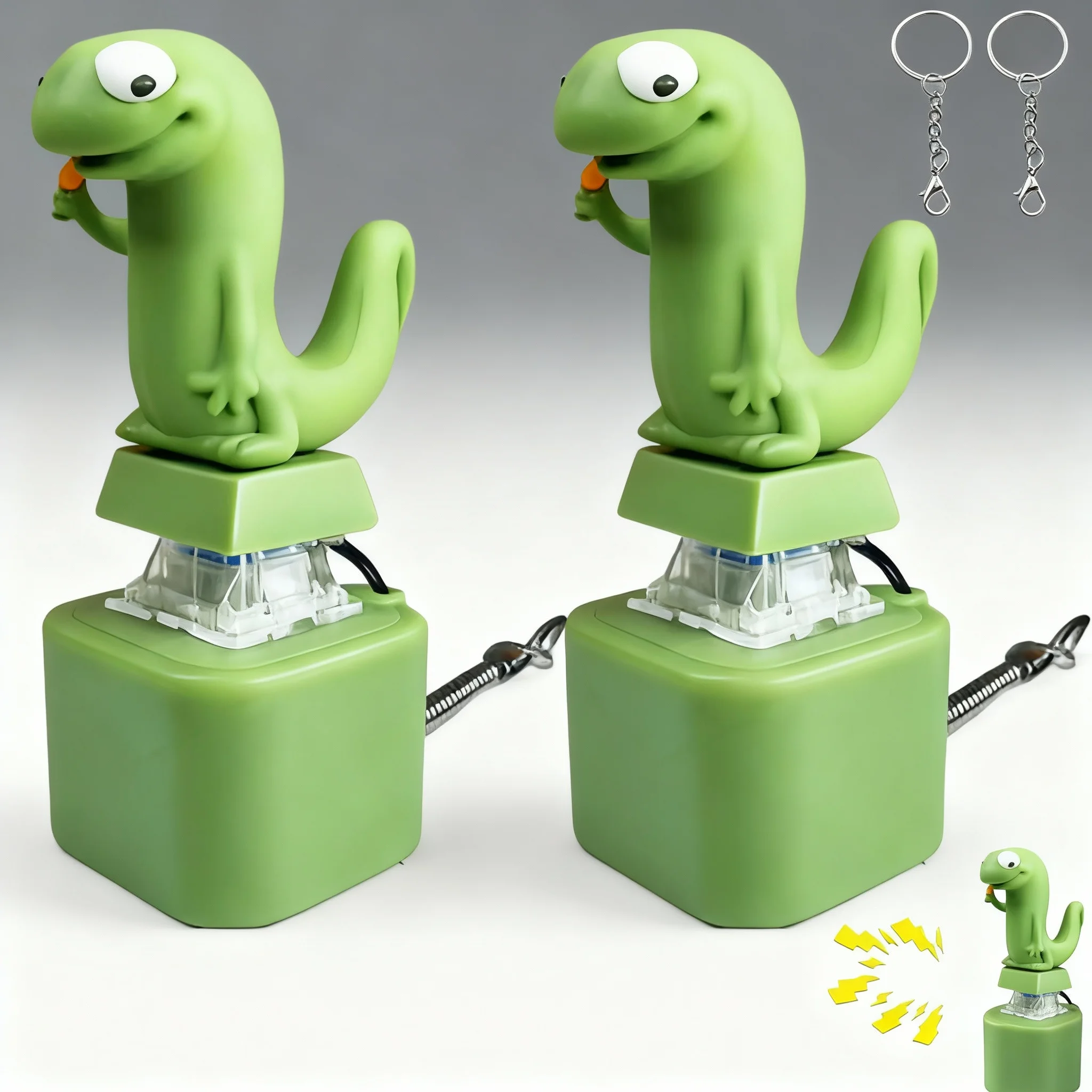 Funny Croaking Frog Keychain Rechargeable Frog Keyboard Fidget Clicker Frog /Pig Sound Keychain with LED Light for Stress Relief