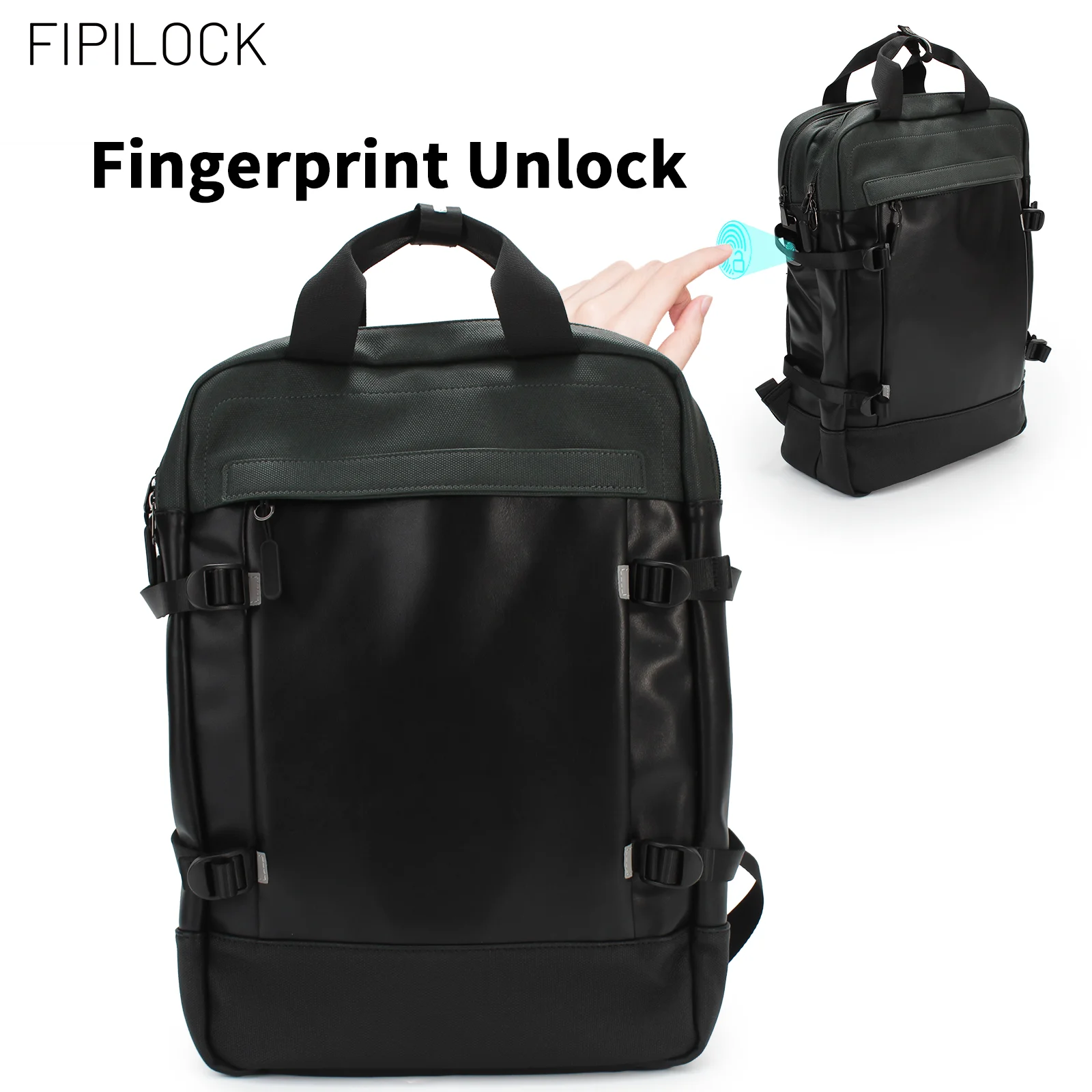 FIPILOCK School Bag Backpacks Travel Bags Laptop for Men and Woman with Smart Fingerprint Unlock Biometric Smart Anti-Theft