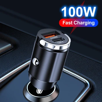 100W hızlı şarj araç şarj 3.1A tipi C çift bağlantı noktaları araç telefonu şarj iPhone Xiaomi Huawei Samsung QC3.0 araba aksesuarları