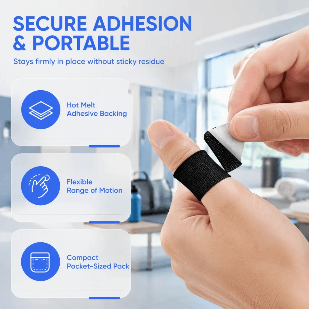 60pcs Self Adhesive Bowling Thumb Tape Elastic Fabric Breathable Finger Protector Patch Stretchable Skin Friendly