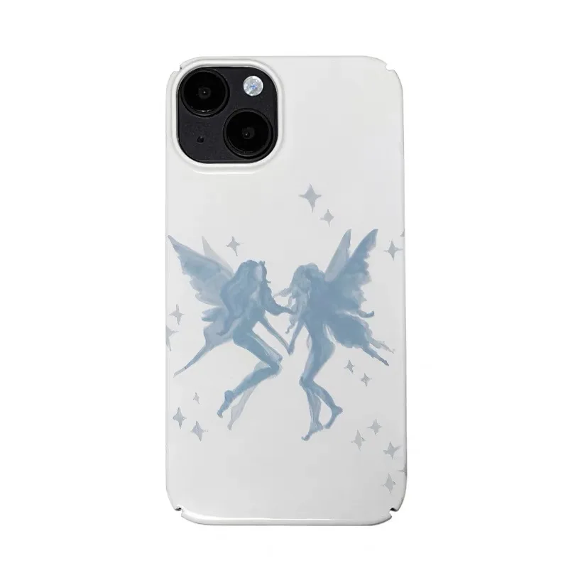 

Ins Blue Angel Wings Girl Phone Case for IPHONE 17 Air 16E 15 PROMAX 14 Plus 13 12 MINI 11 PRO 16Plus XR XS Acrylic Phone Cover
