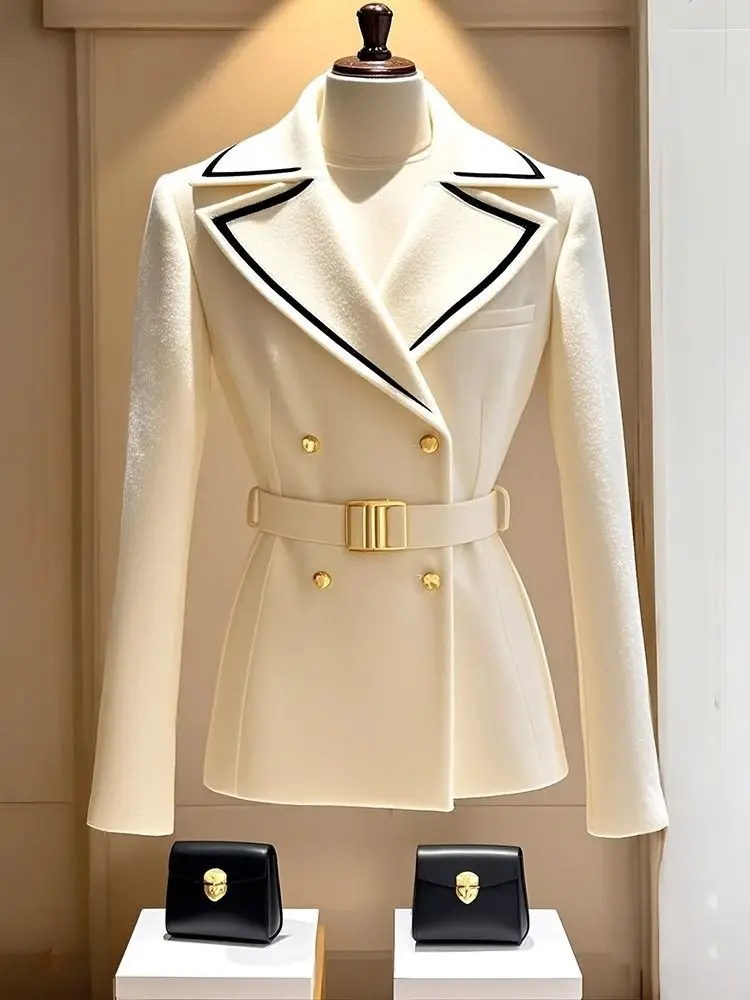 Luxury High-end White Blazer Women Spring Autumn Jacket Double-breasted Office Lady Suit Design Outerwear Chic Coats New