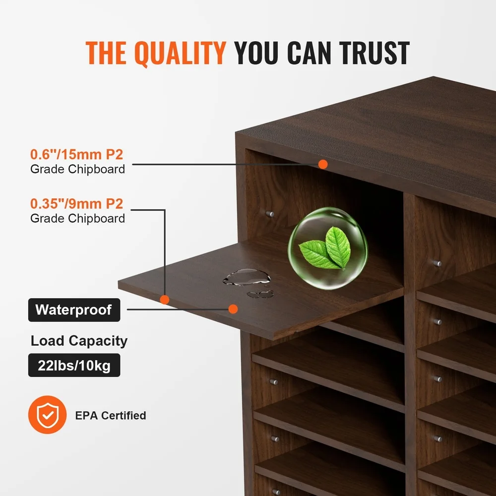 Wood Literature Organizer 36 Compartments Adjustable File Sorter Desktop Storage Holder Paper Organizer Office Home School