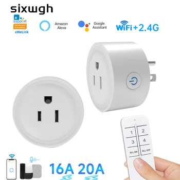 SIXWGH Smart Socket wifi US Plug, telecomando 2.4G, timer di controllo app eWelink per elettrodomestici, funziona con Google Home Alexa
