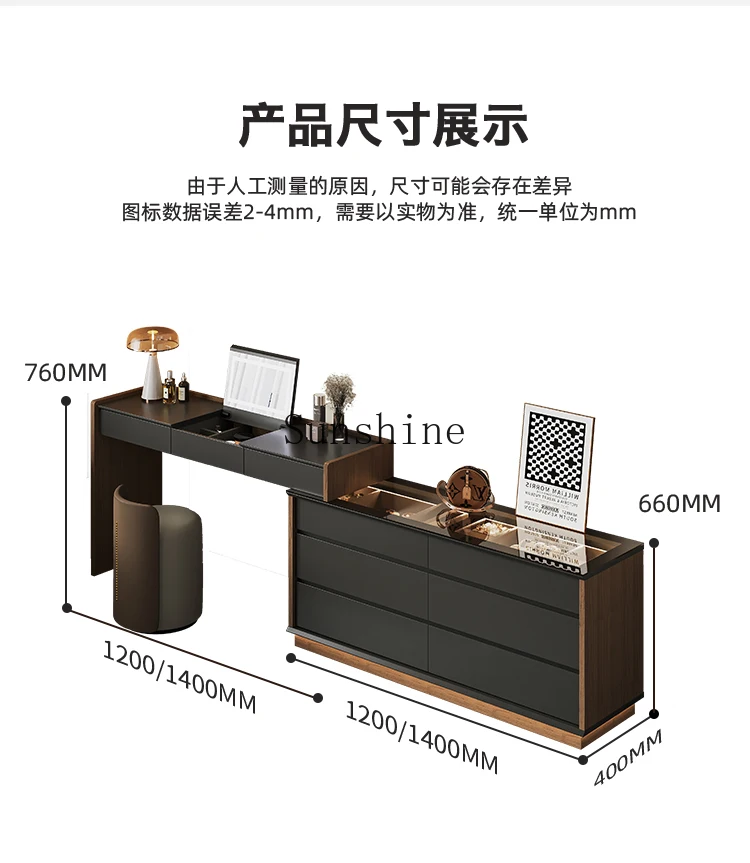 Minimalist black solid wood dresser, chest, integrated flip-top bedroom, end of bed corner, high-end storage