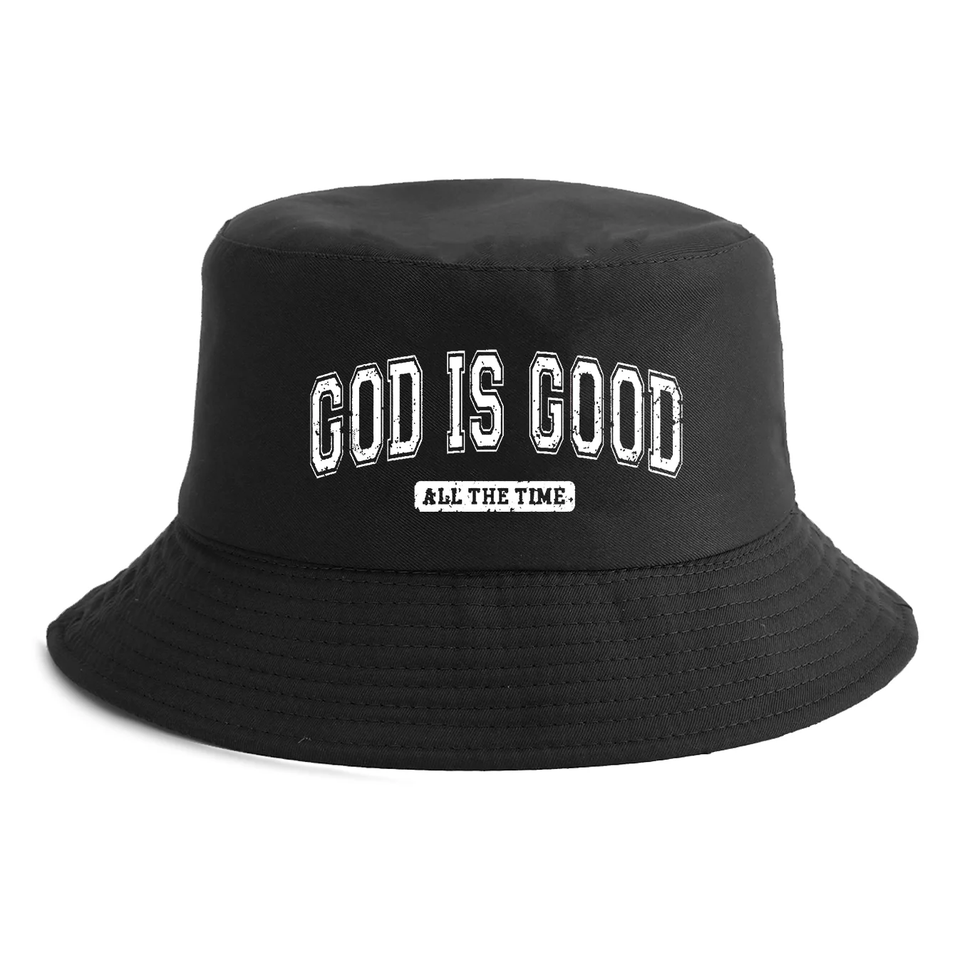 Wendbarer Fischerhut mit „God Is Good“-Aufdruck, Retro-Fischerhut für Männer und Frauen, Sommer, Outdoor, Sonnenschutz, Reisen, Strandhut