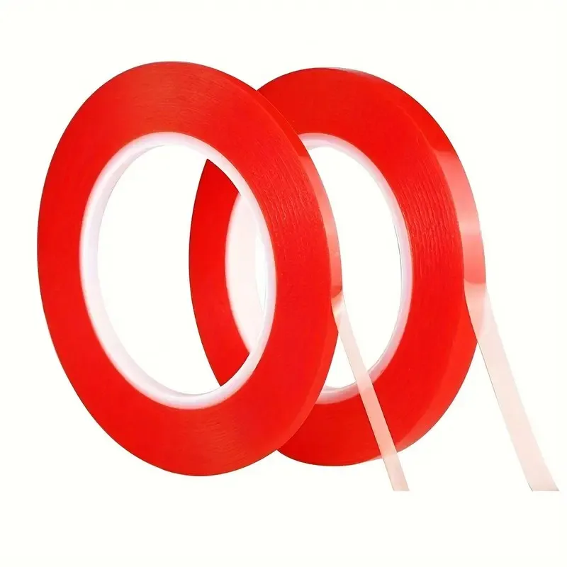 

Strong Adhesive Red Transparent Tape - Traceless, Waterproof & High-Temperature Resistant for Walls, Photos & Cars