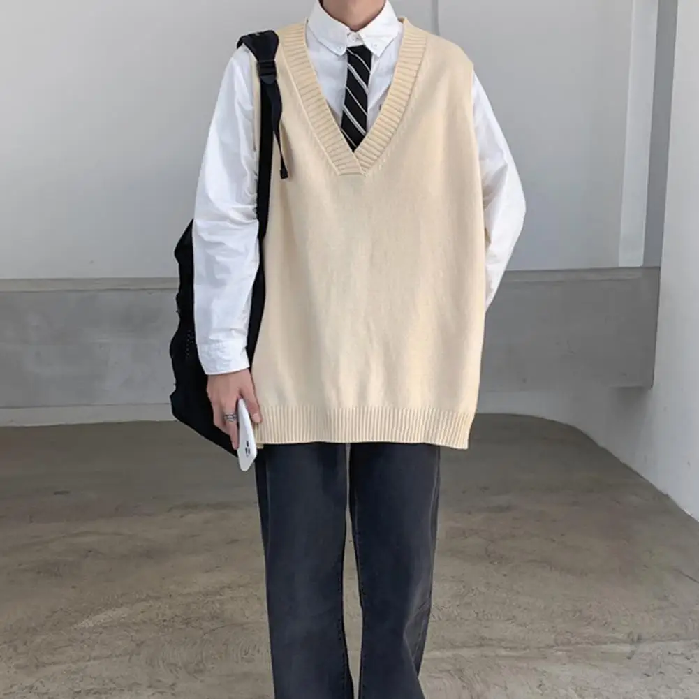 Sweater Vest Loose Casual Thermal Oversized Winter Sweater Vest Men Sweater Vest for Daily Wear