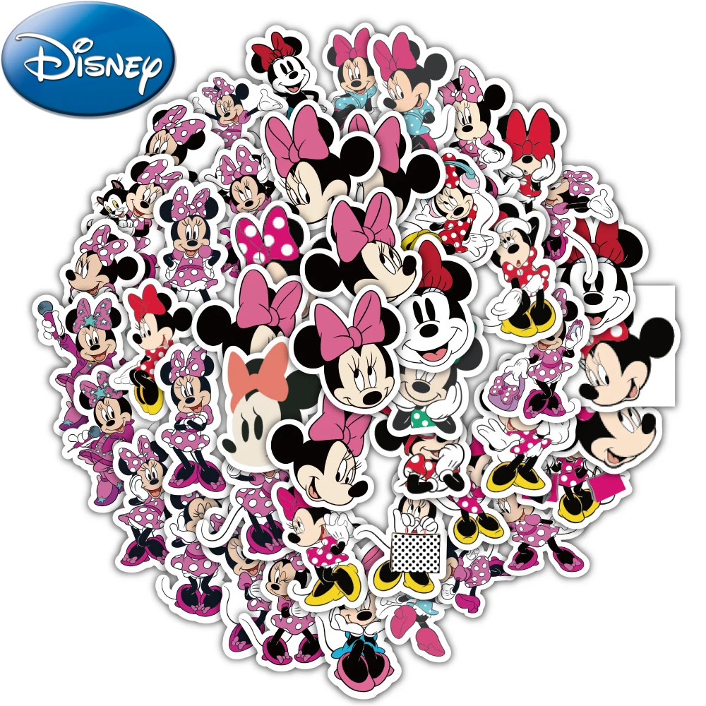 

10/30/64pcs Cute Cartoon Disney Minnie Mouse Stickers Kawaii Anime Girl Sticker Phone Case Luggage Diary Graffiti Decal Kids Toy