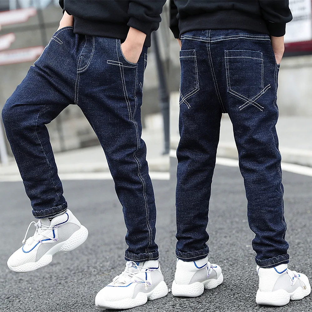 Spring and Autumn Boys Jeans Teenage Kids Pants Children\'s Fashion High Elastic Denim Trousers Slim with Pants 4 6 8 10 12Years