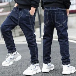 Spring and Autumn Boys Jeans Teenage Kids Pants Children's Fashion High Elastic Denim Trousers Slim with Pants 4 6 8 10 12Years