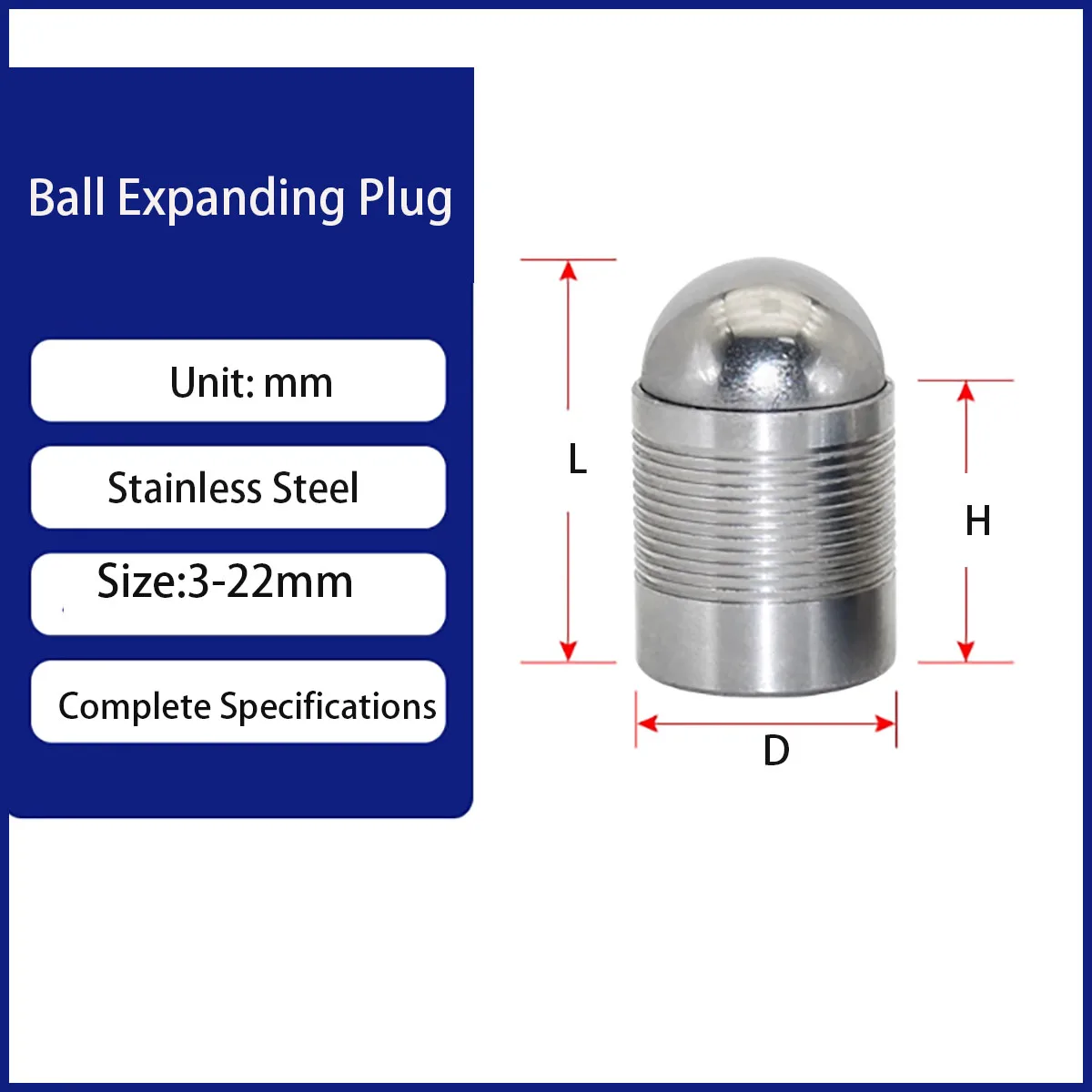 

Hydraulic Ball Expansion Plug 3-22mm - High Pressure Sealing Ball Plug for Hydraulic Pump & Valve