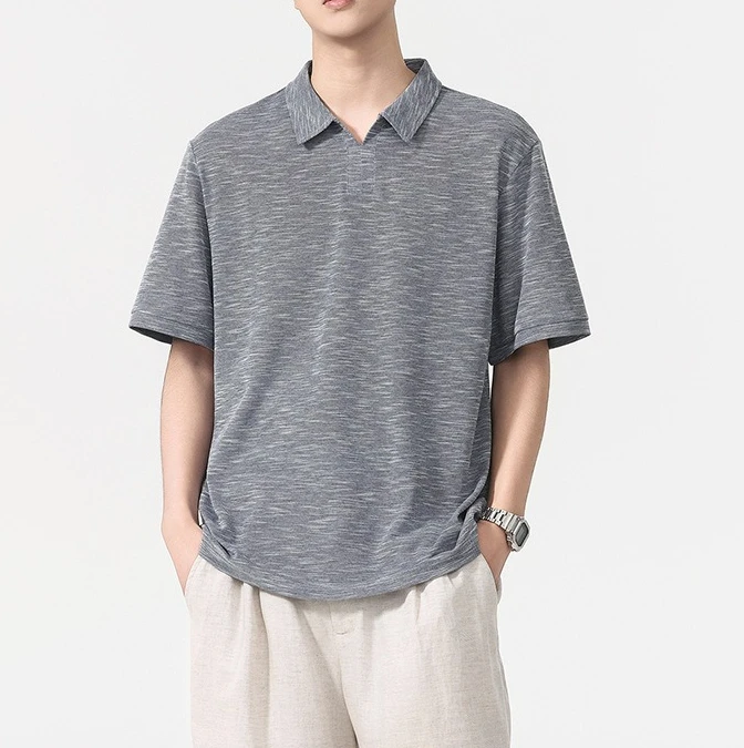 High-end Vintage Floral Tulle Texture Lapel Men's Short-sleeve 2026 Summer New Loose Breathable
