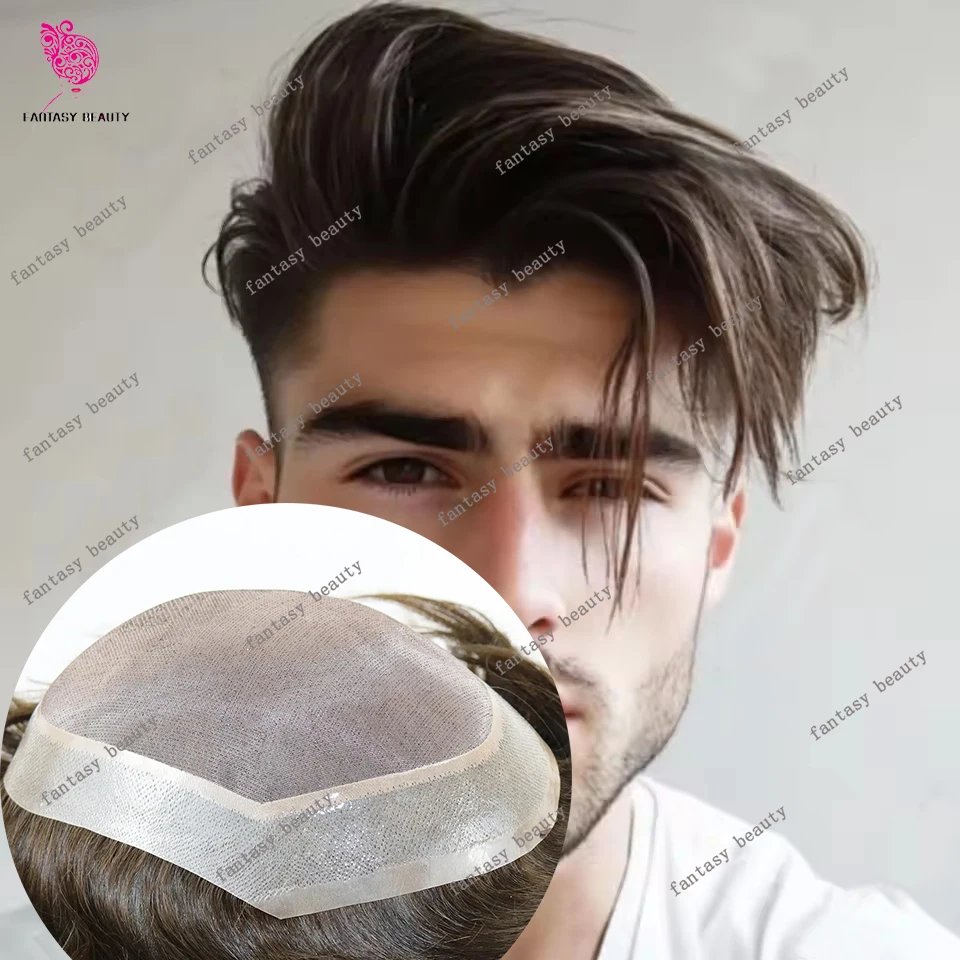 

Необнаружимый мужской черный блондин коричневый натуральный фронтальный прямой/ 30 мм волна прочный мужской парик комфортные моно парики из натуральных волос из искусственной кожи