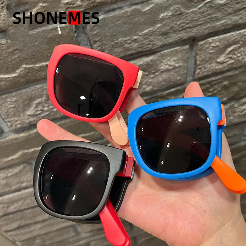 Shonemes Folding Square Sunglasses Classic Foldable Children Sun Glasses Mixed Color Frame Outdoor UV400 Shades for Kids