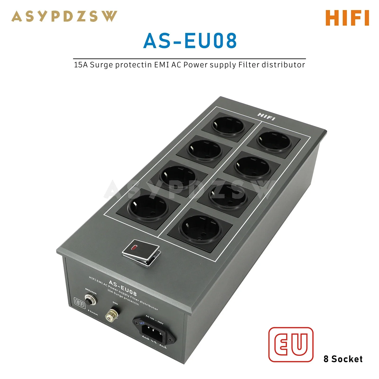 AS-EU08 Ultra low noise HIFI EMI 15A AC Power Filter distributor 8 Schuko power purification filter socket