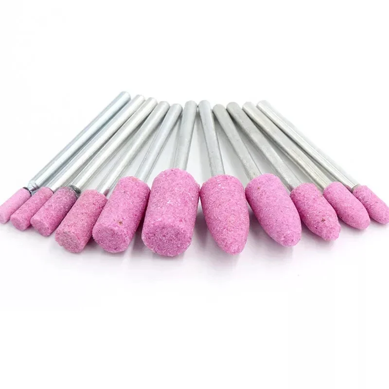 10Pcs/lot 3/4/5/6/8/10/12mm Ceramic Stone Polishing Grinding for Dremel Rotary Die Grinder Drill Bit Tool 3mm Shank