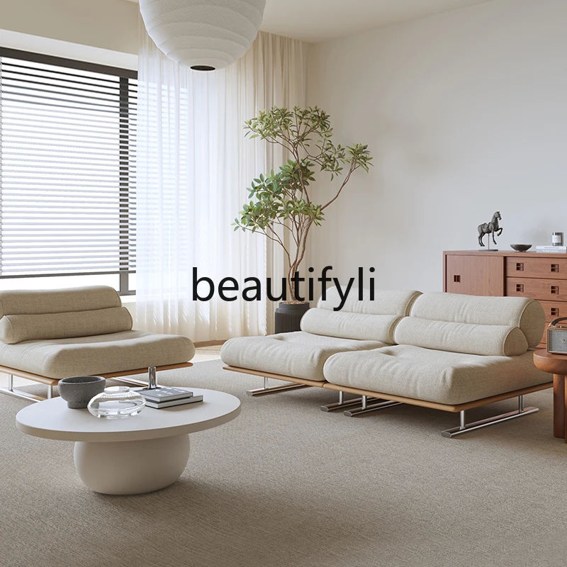 

Modular combination sofa, living room simple retro wabi sabi cotton and linen fabric small apartment medieval sofa