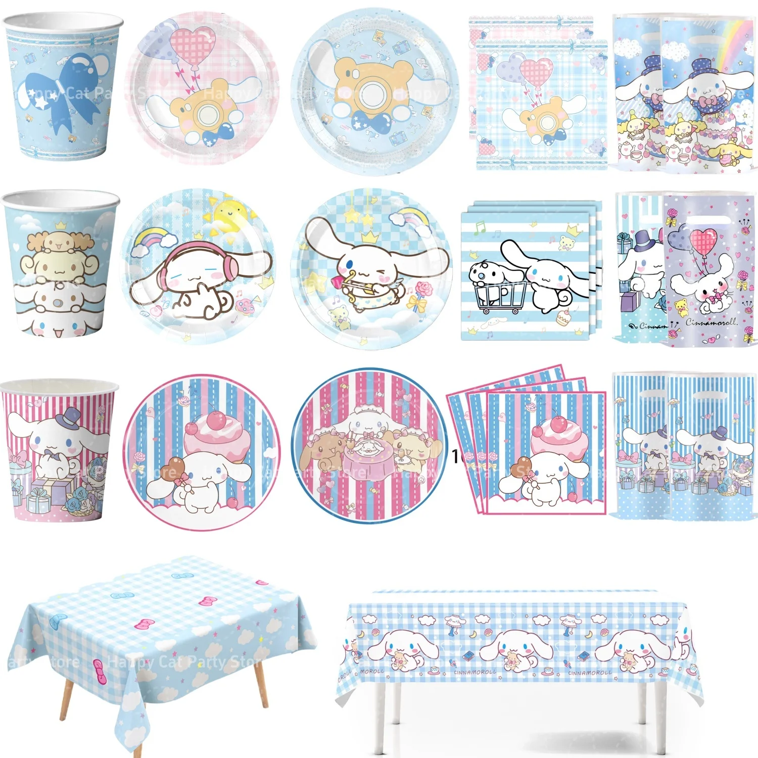 

Cinnamoroll Birthday Decoration Disposable Tableware Cinnamoroll Napkin Tablecloth Plate Baby Shower Cinnamoroll Party Favors