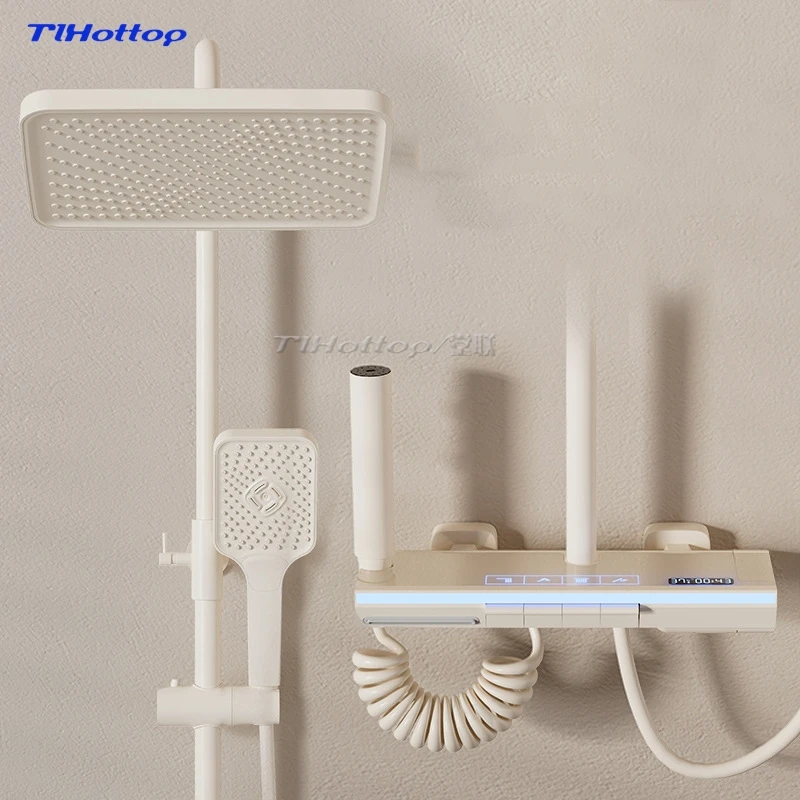 Atmosphere Light Shower Shower Set Bathroom All Copper Constant Temperature Pressurization Digital Display Piano Key Shower