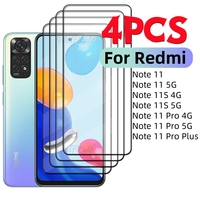 4/3/2/1PCS Full Cover Glass For Redmi Note 11 Glass Xiaomi Redmi Note 11 Glass 9H HD Screen Protector Redmi Note 11 Pro Plus 11S