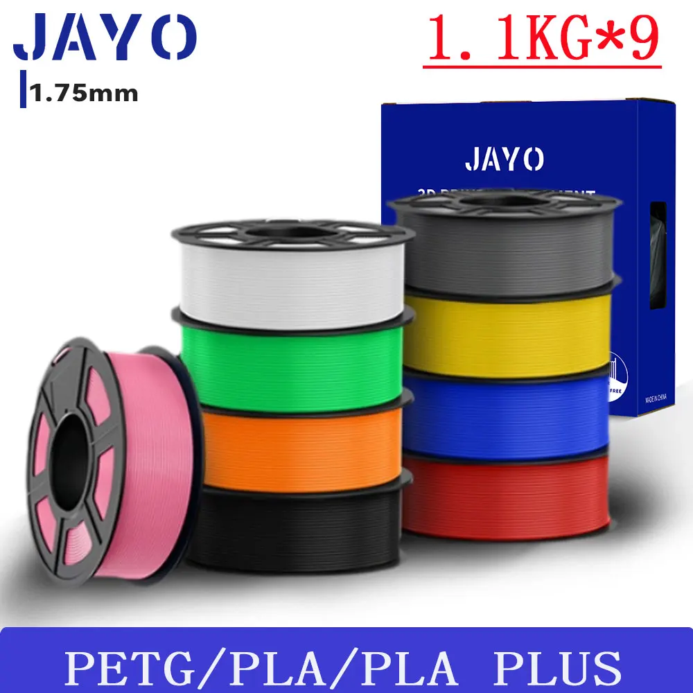 

JAYO 3D PETG/PLA/PLA плюс нить для 3D-принтера, 9 рулонов, 1,75 мм, нить для 3D-принтера, как материал для 3D-печати для FDM, не спутывается