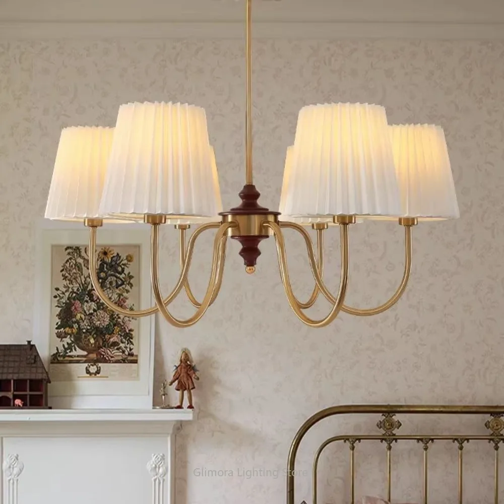 

French Style Solid Brass Vintage Chandelier for Bedroom Living Room Dining,Modern American Designer Ceiling Light for Home Decor