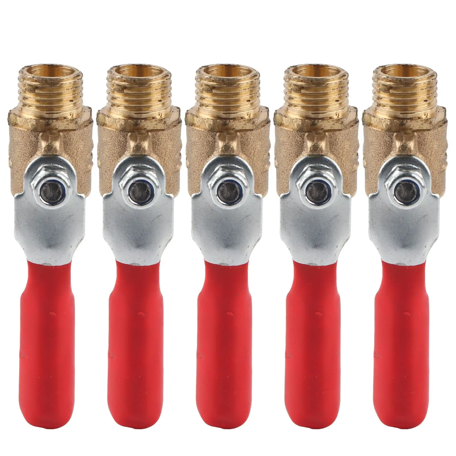 

5 Pcs Ball Valve Double Male Thread G1/4 Brass Valve Air Compressor Accessory