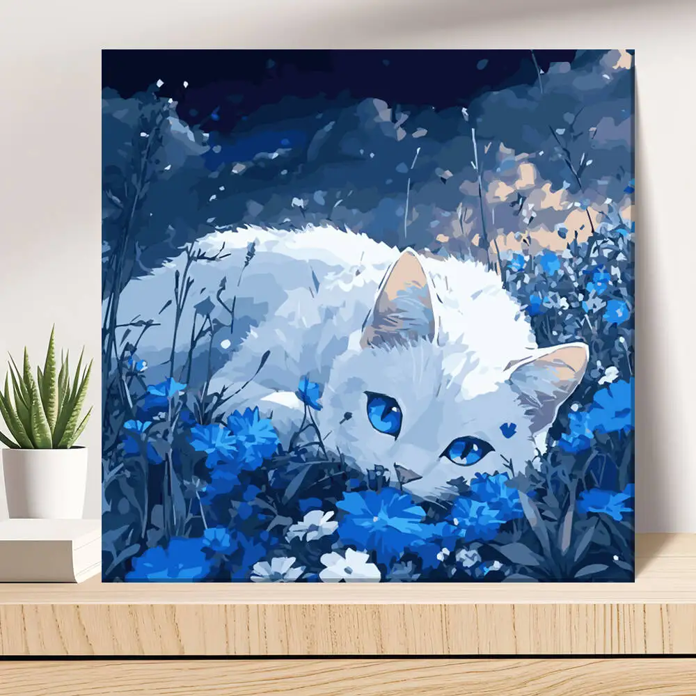 

DIY картина по номерам кошка животное цифровая картина маслом цветок набор акриловых красок картина художественное ремесло на холсте ручная роспись подарок