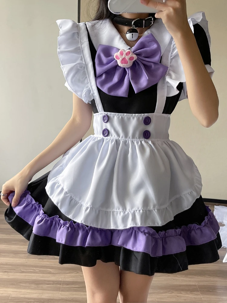 CP5XL Lolita Maid Dress Vintage Waitress Costumes For Party Club Outfit Schoolgirl Cosplay Uniform Cute Chemise Role Playing Set