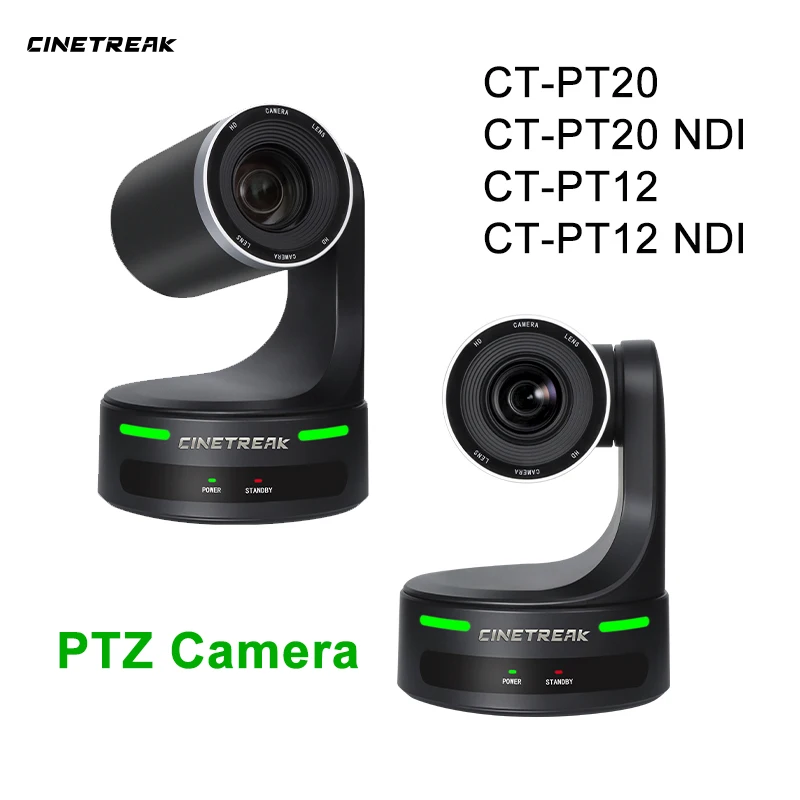 Cinetreak PTZ Camera SDI Live Stream CT-PT12 12x CT-PT20 NDI 20x Optical Zoom Full HD 1080P 3G-SDI Auto-Tracking Camera