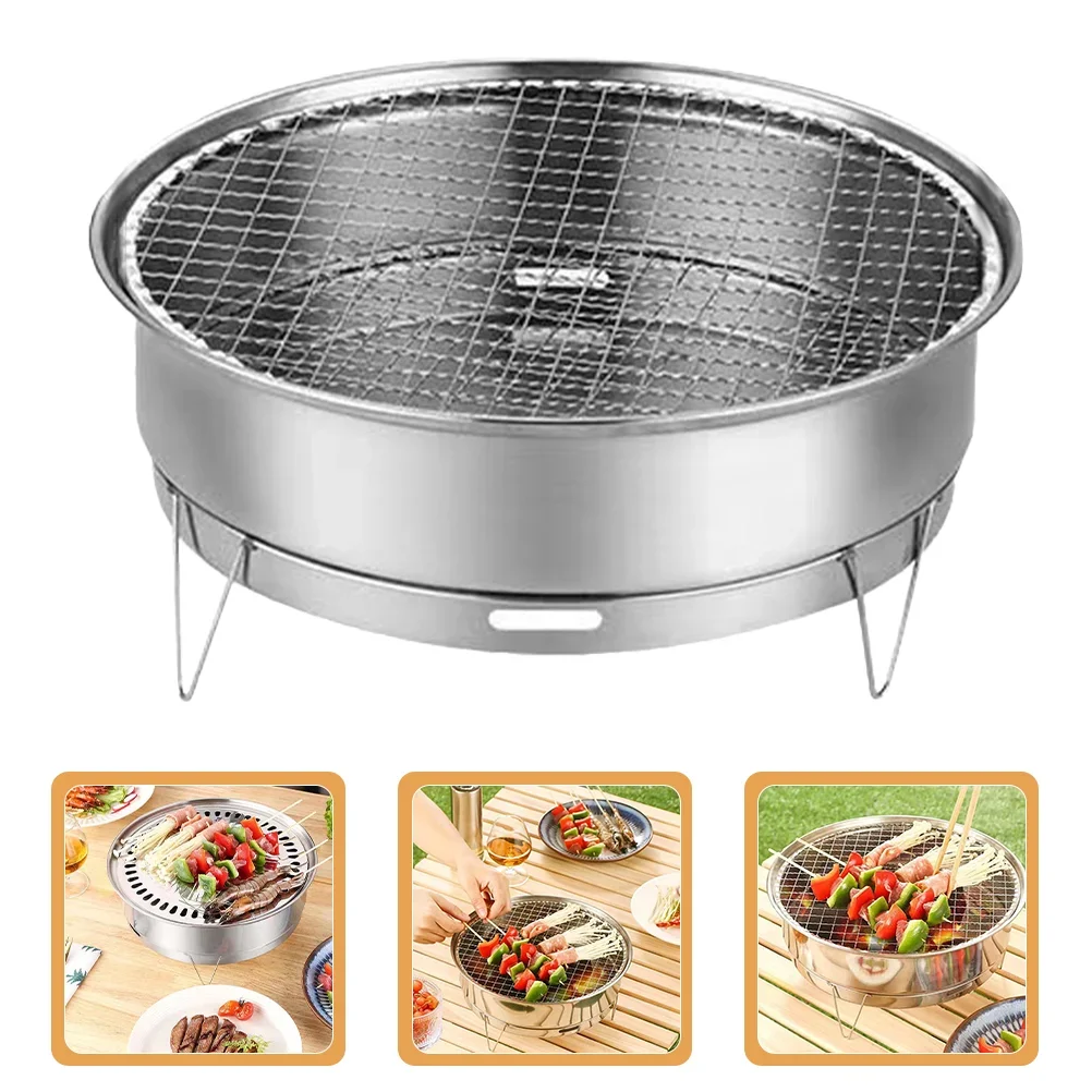 Outdoor Barbecue Grill Camping Accessories Charcoal Bbq Rack Stove Portable Cooking Grate Tool Mini Brazier Fire