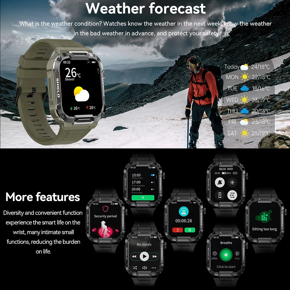 MEVADEN 1.85 pollici Outdoor Militare Astuto Della Vigilanza Degli Uomini di Chiamata Bluetooth Smartwatch Impermeabile Sport Fitness Orologi per Android IOS
