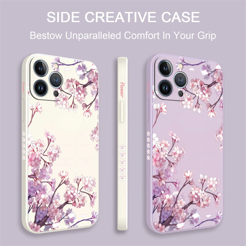 Bright Flowers Painting Pattern Phone Case For iPhone 16 Plus Pro Max Soft Silicone Shockproof Bumper Back Cover Fundas